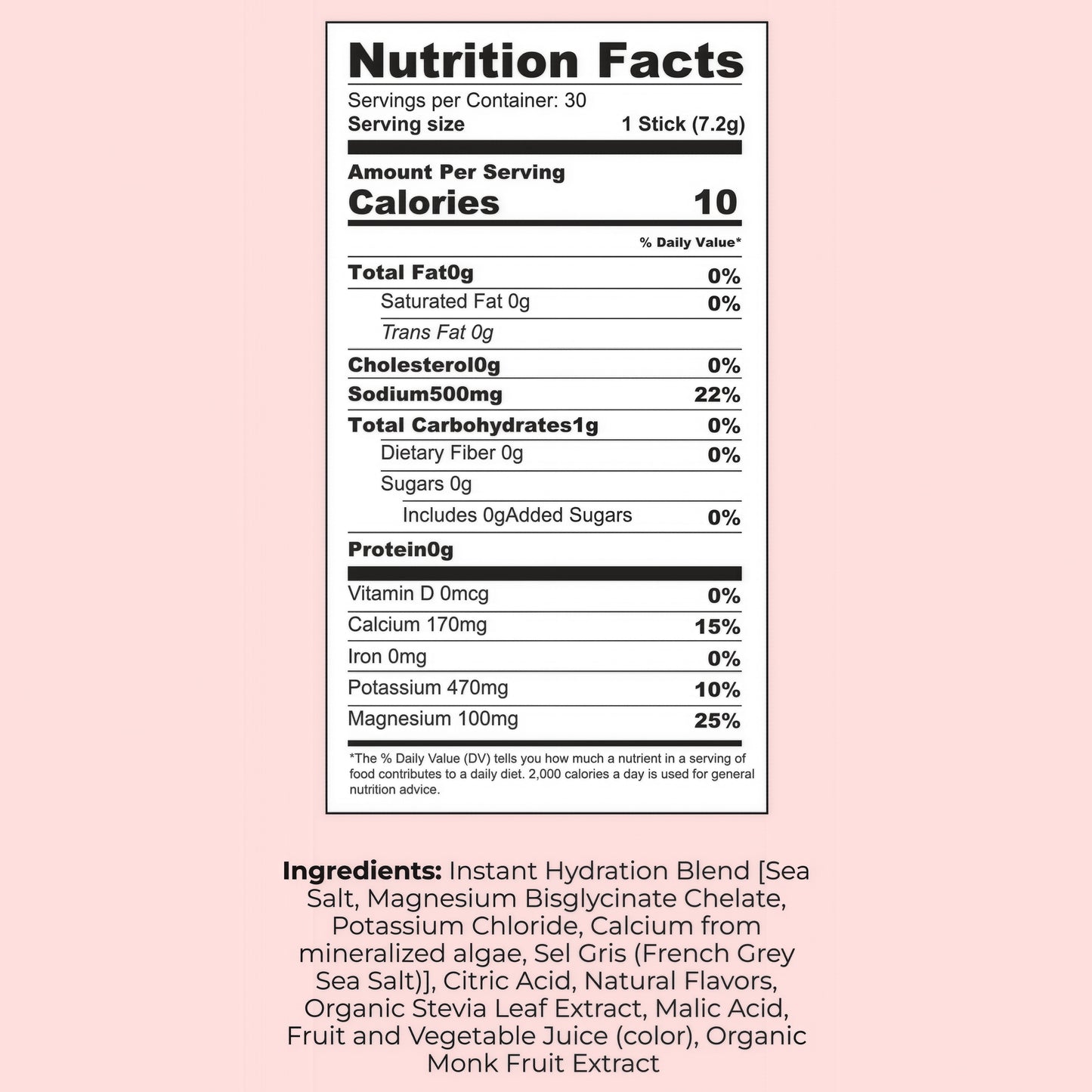 Instant Hydration Electrolyte Poweder 30 Sticks
